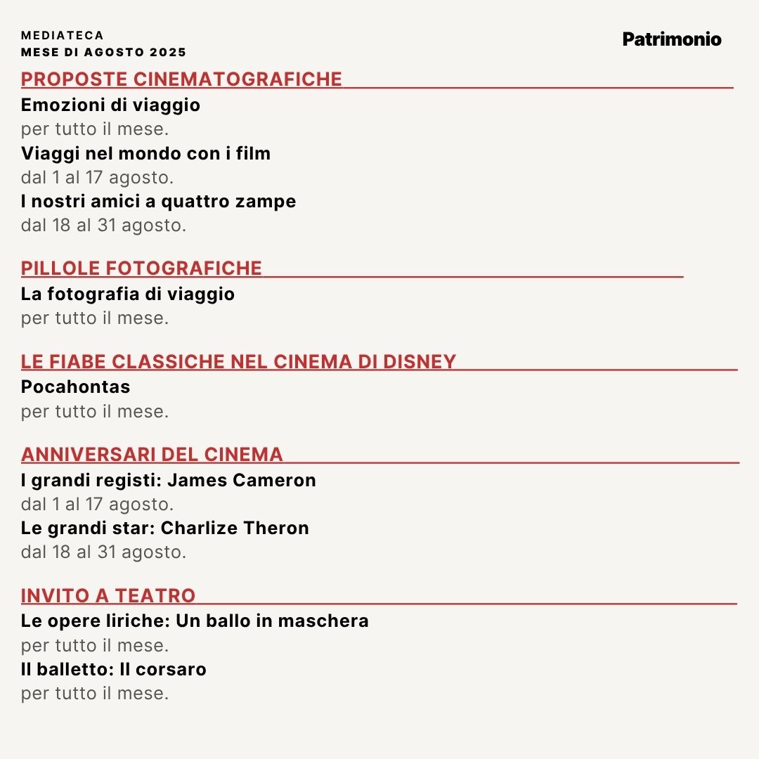 EVENTI MEDIATECA AGOSTO