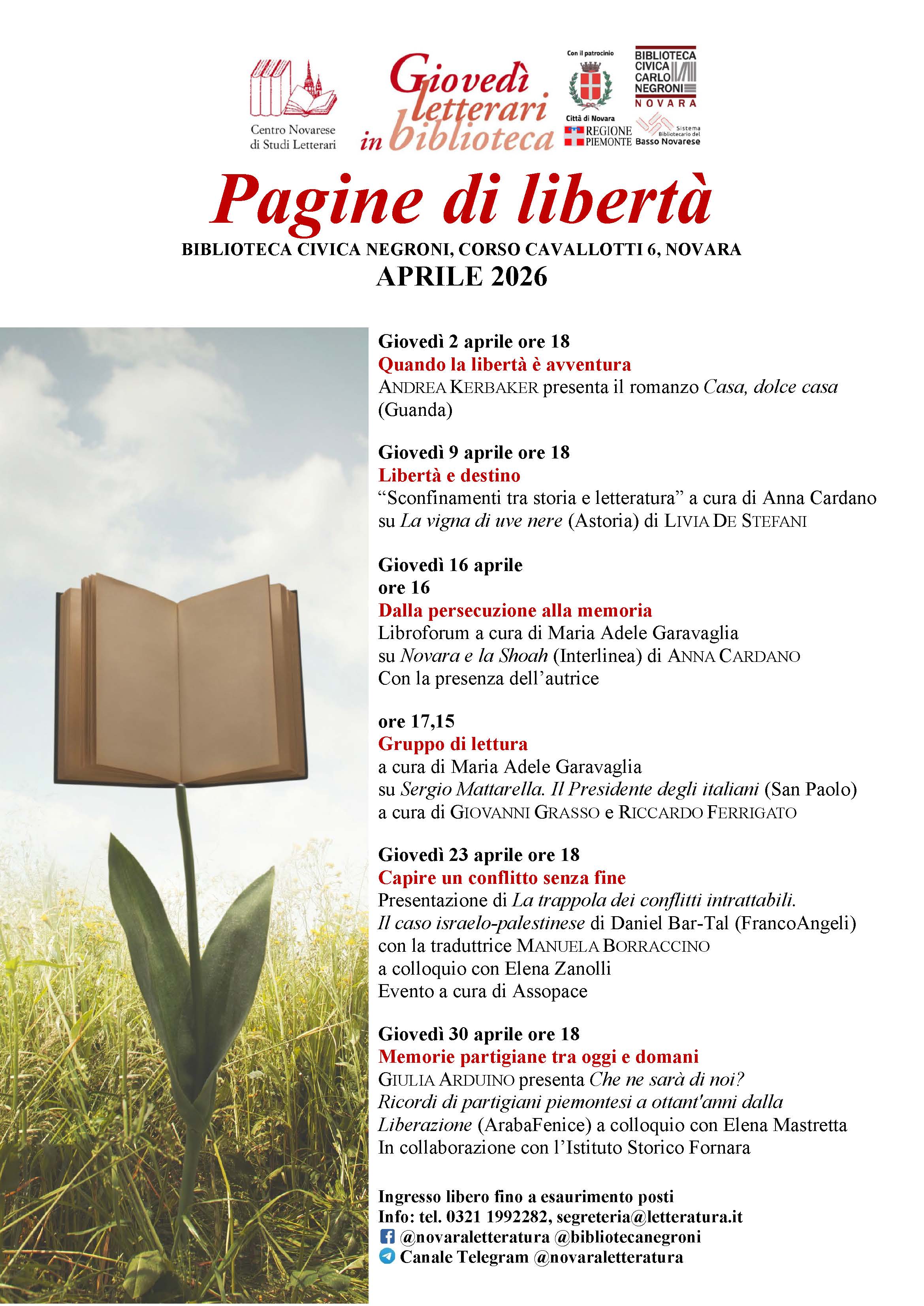 Gioved letterari APRILE 2026