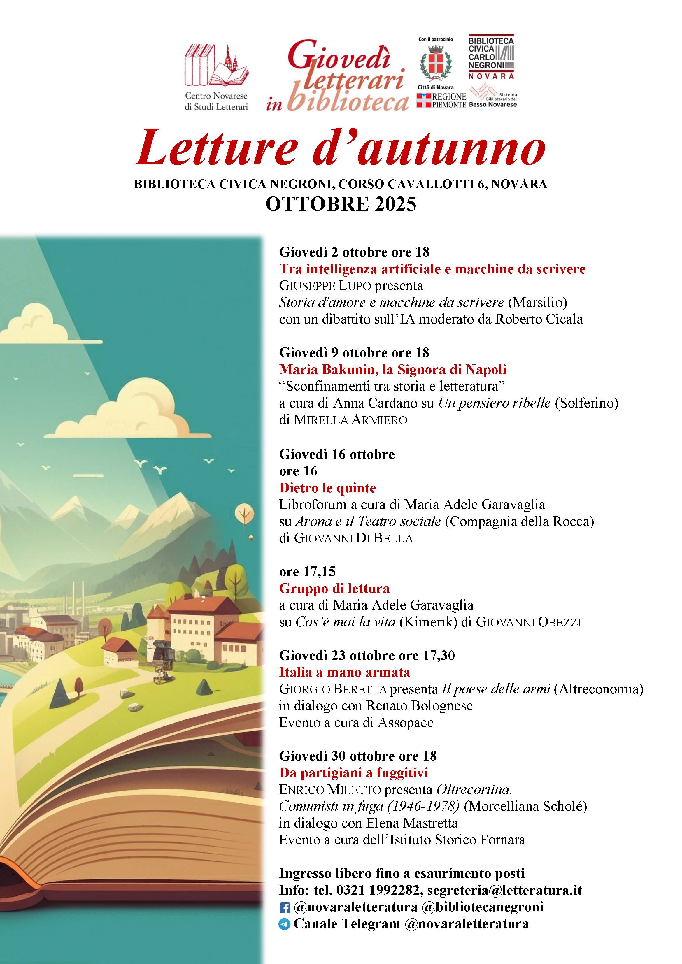 Gioved letterari OTTOBRE 2025