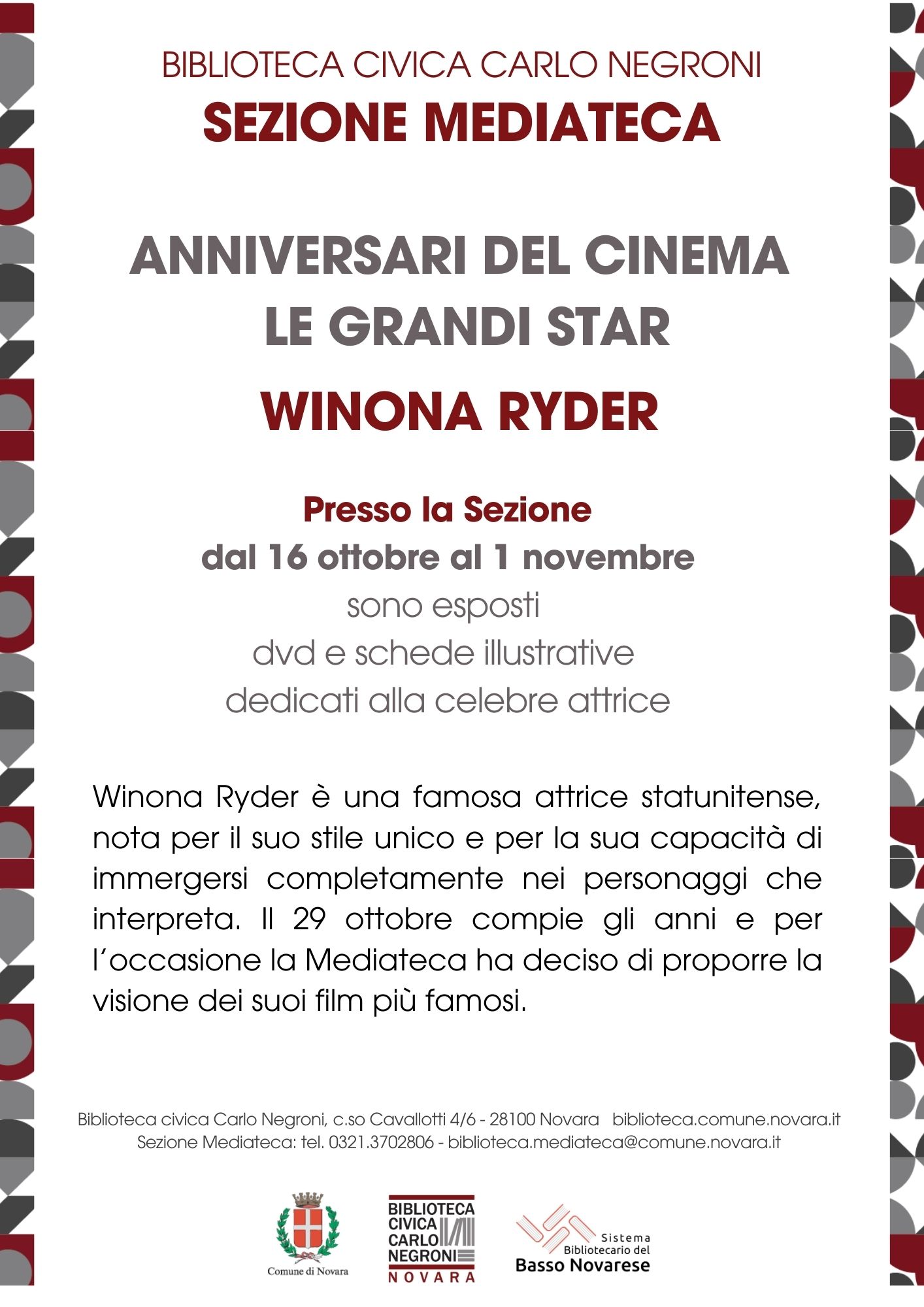 MEDIATECA anniversari del cinema Winona Ryder