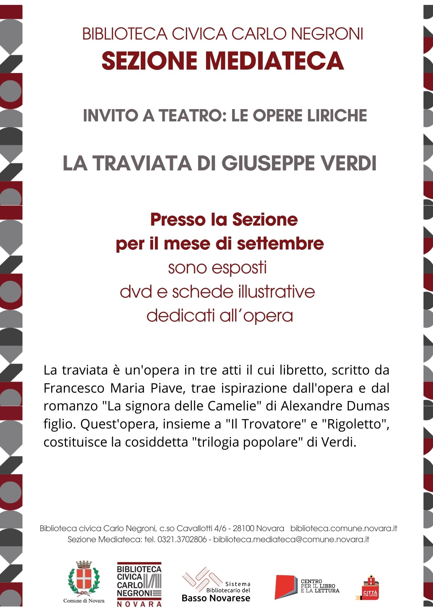 MEDIATECA invito al teatro le opere liriche la Traviata settembre 2024