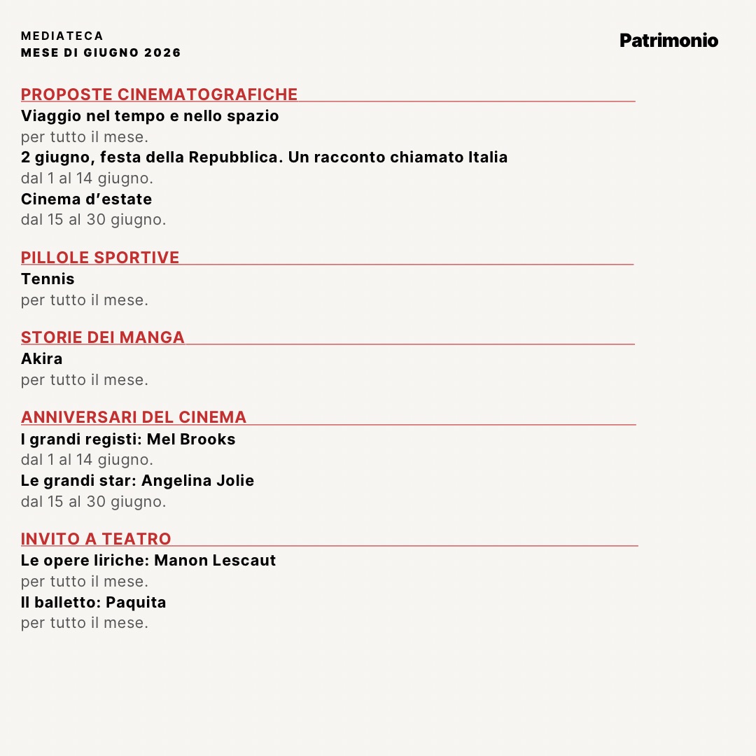 giugno 2026Eventi mediateca